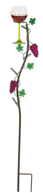 38" Hand Painted Grapevine Wine Glass Holder Garden Party Lawn Stakes