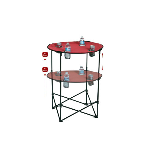 36" Round Maroon Adjustable Scrimmage Tailgate Table