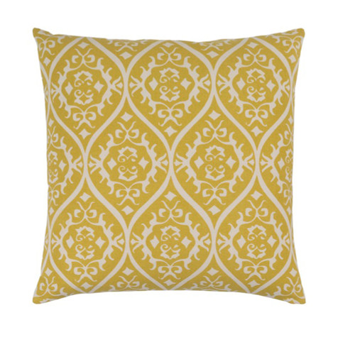 20" Heavenly Hourglass Mustard Yellow and White Decorative Throw Pillow - Polyester Filled