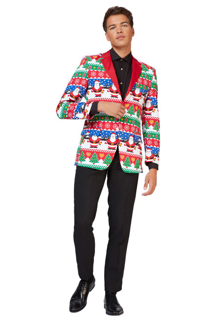 Red and White Snazzy Santa Men's Adult Christmas Blazer - US50