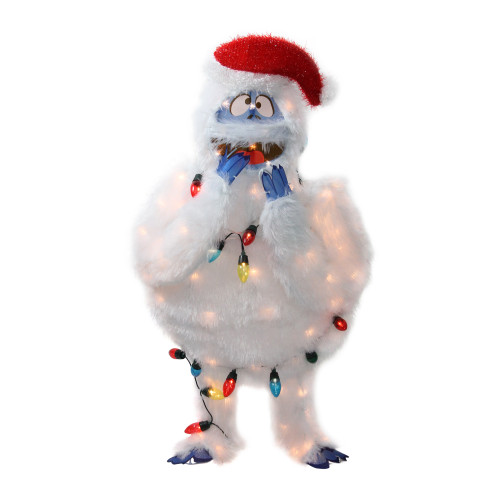 32" Pre-Lit Faux Fur Bumble with Light Strand Christmas Outdoor Decoration - Clear Lights