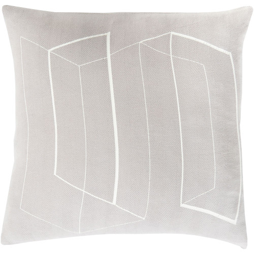 18" Silver Gray and White Contemporary Square Throw Pillow Cover