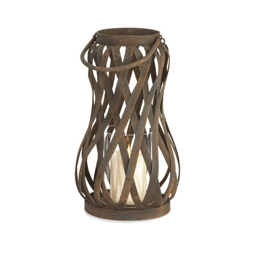 15.25" Fashionable Twist with a Country Weave Pattern Decorative Candle Lantern