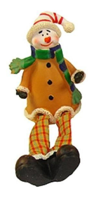 5.5" Festive Yellow and Plaid Sitting Snowman Christmas Table Top Figure