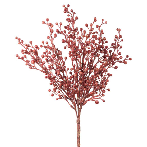 Set of 12 Pale Red Home Decoration and Gift Collections Contemporary Berry Bush Christmas Spray, 12"