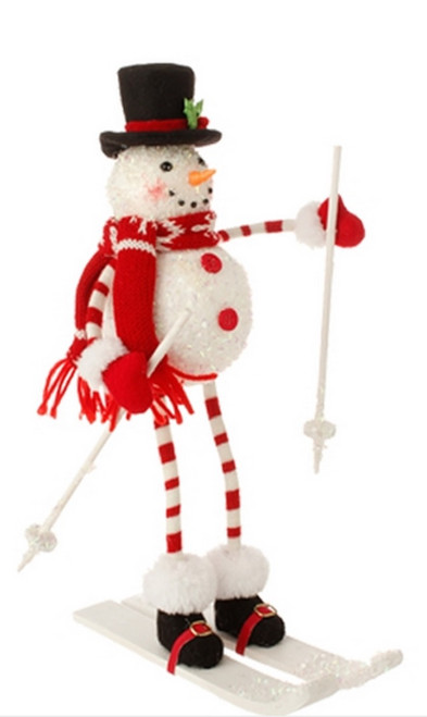 13" Alpine Chic Poseable Skiing Snowman with Top Hat Christmas Tabletop Decoration - 31728195