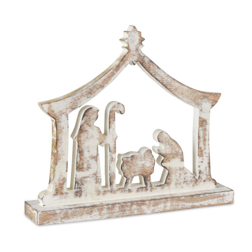 Set of 4 White and Brown Vintage Styled Manger Scene Tabletop Décor 10.5"