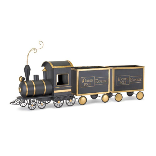 48" Gray and Gold Contemporary Train Wall Decor