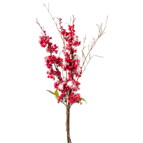 Set of 6 Red and Snowy White Berry Bundle Christmas Spray, 23"