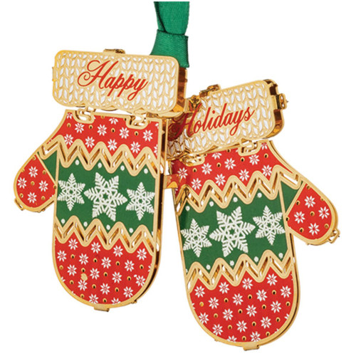 2.75" Warm and Vibrant Brass Holiday Mittens Decorative Christmas Ornament