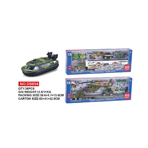 Pack of 2 Die-Cast Green Military Vehicles Super Container Combination 15.5"