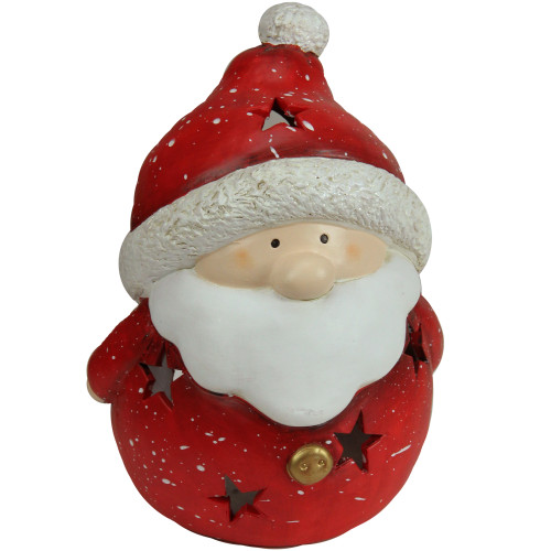 9'' Red and White Terracotta Santa Claus Candle Holder - 32258174