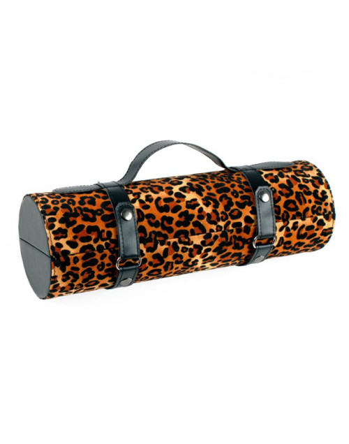 13.25" Brown and Black Leopard Print Wine Bottle Carrier Purse