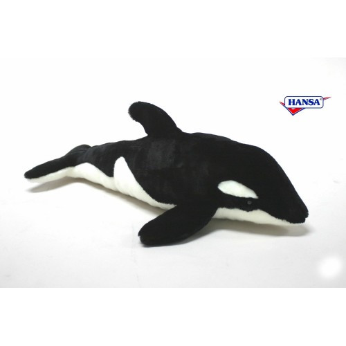 Set of 2 Black and White Handcrafted Soft Plush Orca Whales 21"
