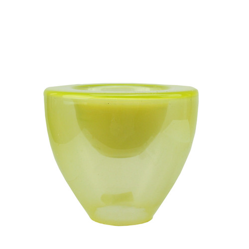 6" Lime Green Torchiere Shaped Glass Votive Candle Holder with Wax Candle