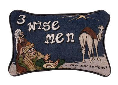 12" Brown and Navy Blue Three Wise Men Themed Christmas Tapestry Accent Indoor Throw Pillow