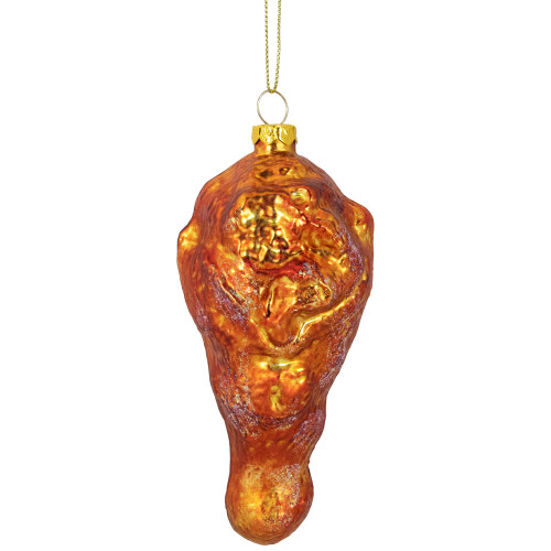 4.5" Buffalo Chicken Wing Drumette Glass Christmas Ornament