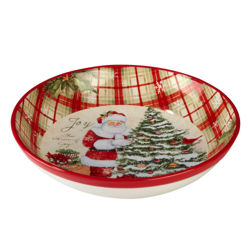 13.25" Red and White Santa Christmas Pasta Bowl