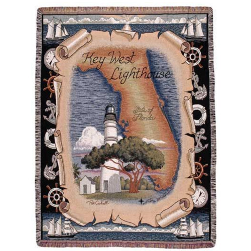 Key West Florida Lighthouse Rectangular Tapestry Throw Blanket 50" x 60"