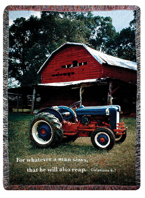 Country Mill Spring Farm with Bible Verse Tapestry Throw Blanket 50" x 60"