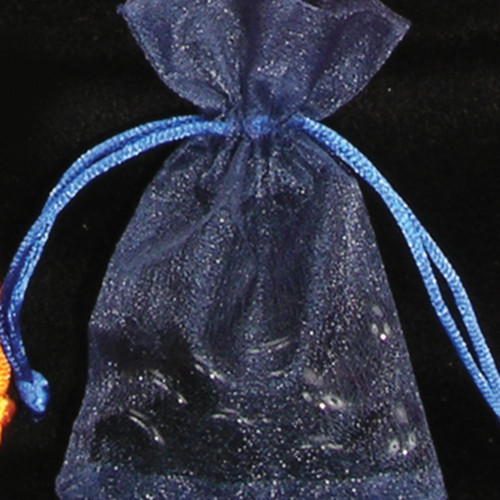 Club Pack of 36 Navy Blue Organza Tie Gift Bags 5.5" x 8"