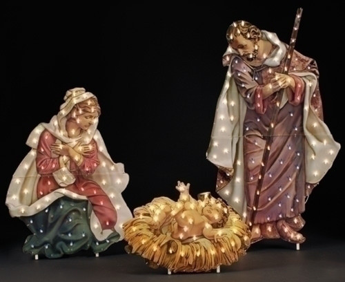 66" Fontanini Holy Family Lighted Nativity Christmas Yard Art