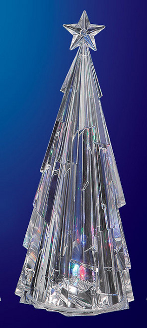Set of 4 Icy Clear LED Lighted Modern Christmas Tree Figurines 8"
