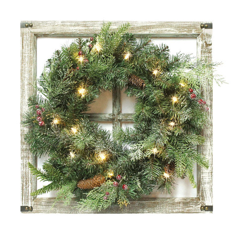 Celebrations Prelit Green Wreath 24 in. Dia. Warm White - Case Of: 3; Each Pack Qty: 1