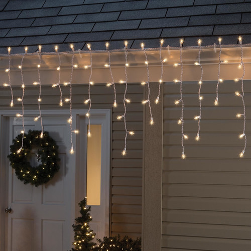 Celebrations  Staylit  Icicle  Incandescent  Commercial Light Set Sockets  Clear  5.67 ft. 100 light - Case Of: 1