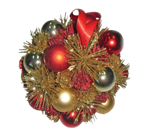 Greenfields Red/Gold Kissing Ball 8 in. Dia. - Case Of: 4