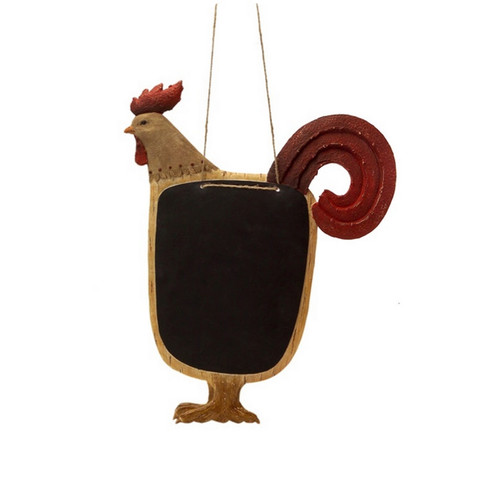 Country Rustic Brown and Red Proud Rooster Hanging with Chalkboard 16"