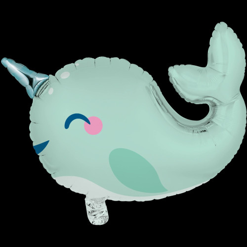 Pack of 10 Blue Narwhal Metallic Party Balloons 27.5"