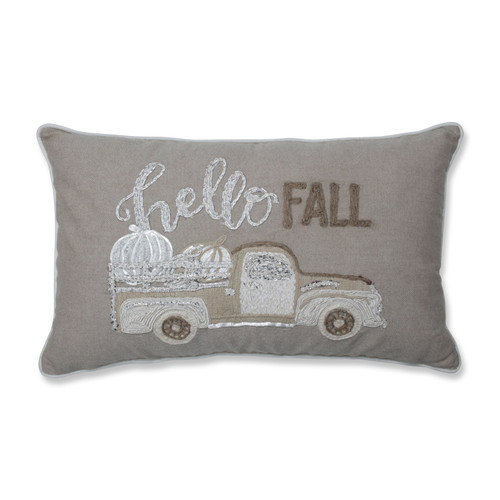 18.5” Vintage Truck “Hello Fall” Embroidered Indoor Throw Pillow - 32923150