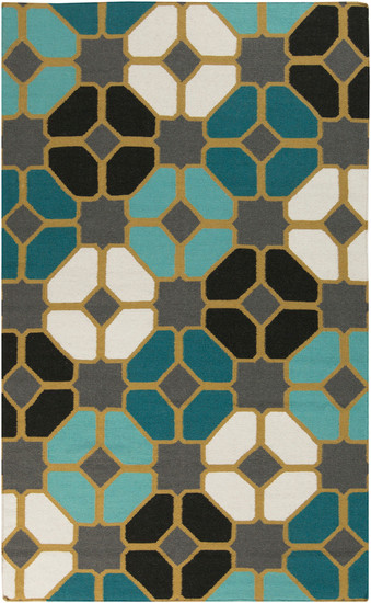 2' x 3' Acracia Brown and Blue Hand Woven Wool Area Throw Rug