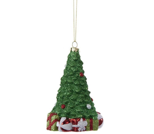 4.25" Glittered Tree with Presents Decorative Christmas Ornament