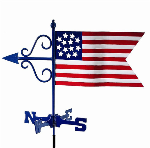 24" Blue and Red Patriotic American Flag Outdoor Weathervane