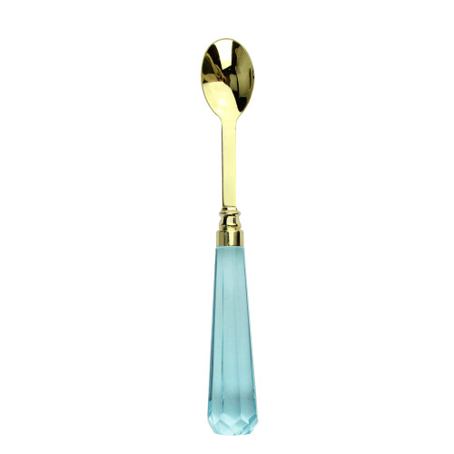 9.5" Transparent Turquoise and Gold Stainless Steel Mixing Cocktail Bar Spoon