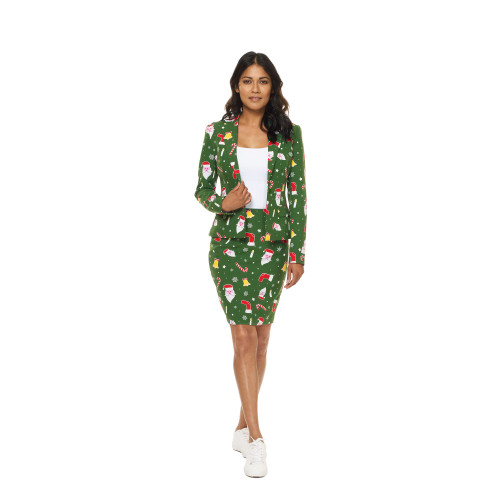 Green and Red Santababe Christmas Women's Adult Suit - US08
