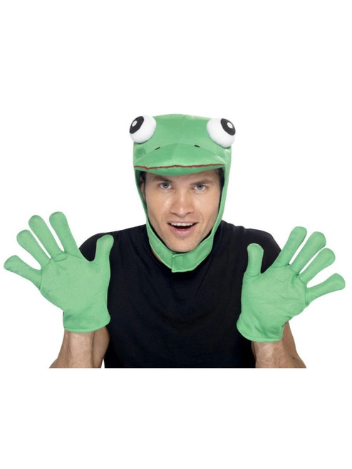38" Green and Black Frog Kit with Hood and Gloves Unisex Adult Halloween Costume Accessory - One Size
