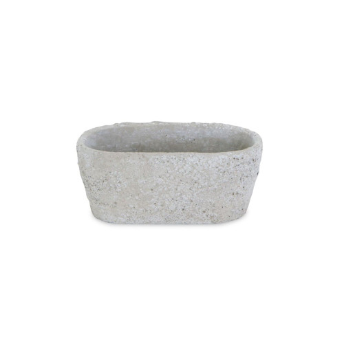 9.25" Gray Distressed Finish Oval Hollow Planter