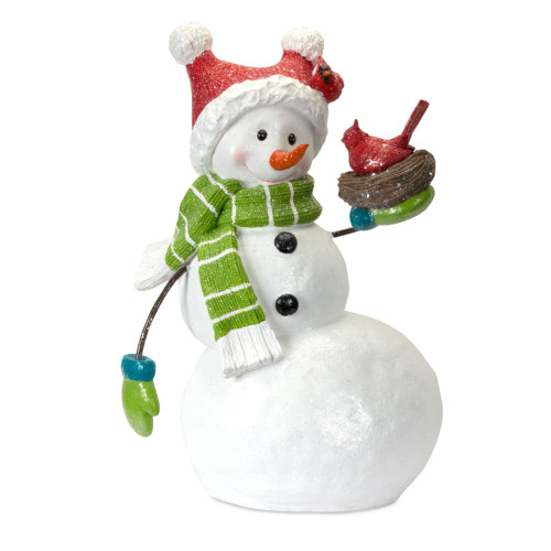 29" White and Red Snowman with Cardinal Bird Christmas Tabletop Figurine