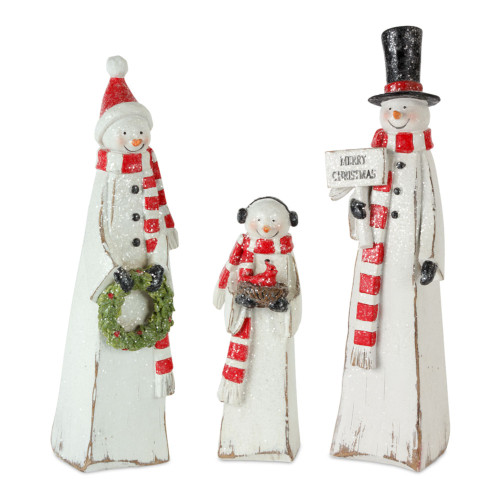 Set of 6 White and Red Snowman Family Christmas Tabletop Figurines, 11"