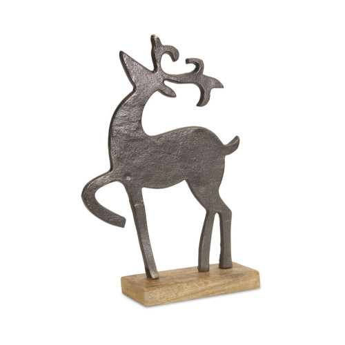 Set of 2 Metallic Black and Brown Contemporary Deer Christmas Tabletop Figurine, 14.25"