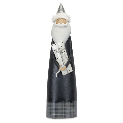 Set of 2 Black and White Santa with Package Christmas Tabletop Figurine, 31"