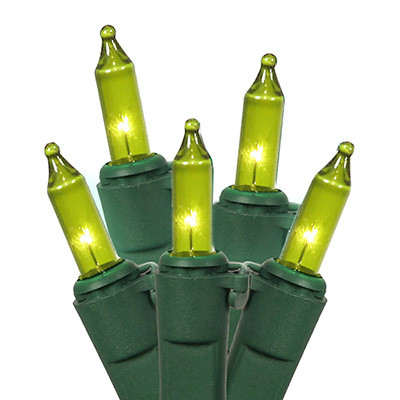 Set of 50 Chartreuse Green Commercial Grade Mini Christmas Lights - Green Wire