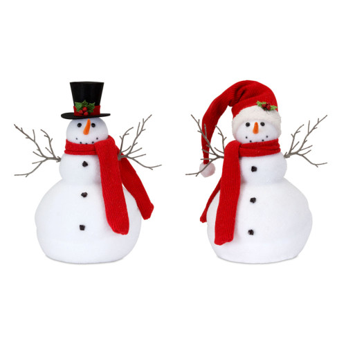 Set of 2 Red and White Snowman Christmas Tabletop Figurines 15.5"