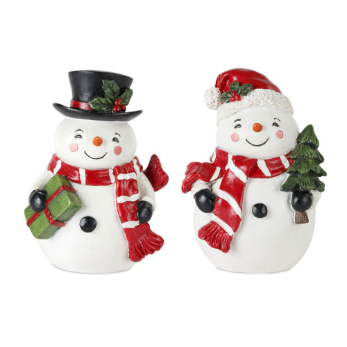 Set of 12 White and Red Assorted Snowmen Christmas Tabletop Figurines, 5"