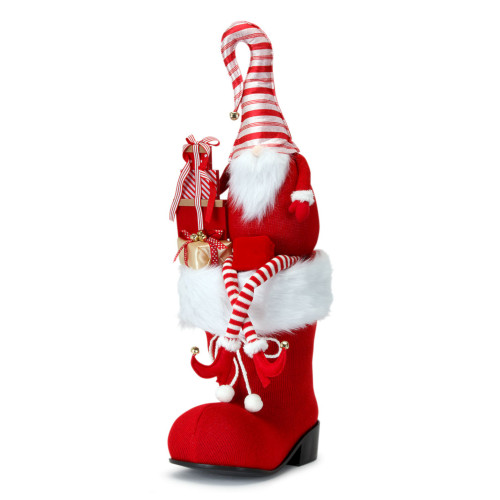 Set of 2 Red and White Elf in Santa Boot Statues Christmas Décor 24"