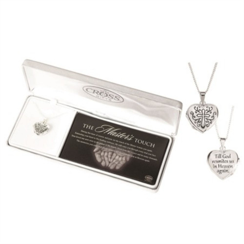 21" Silver Plated The Master's Touch Necklace with Engraved Heart Locket Pendant