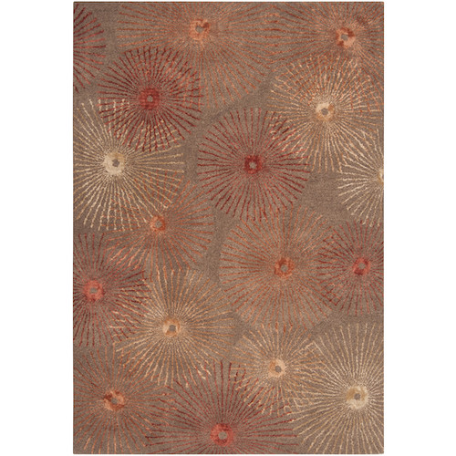 2' x 3' Belle Fleur Rust Red and Burnt Orange Wool Blend Area Throw Rug